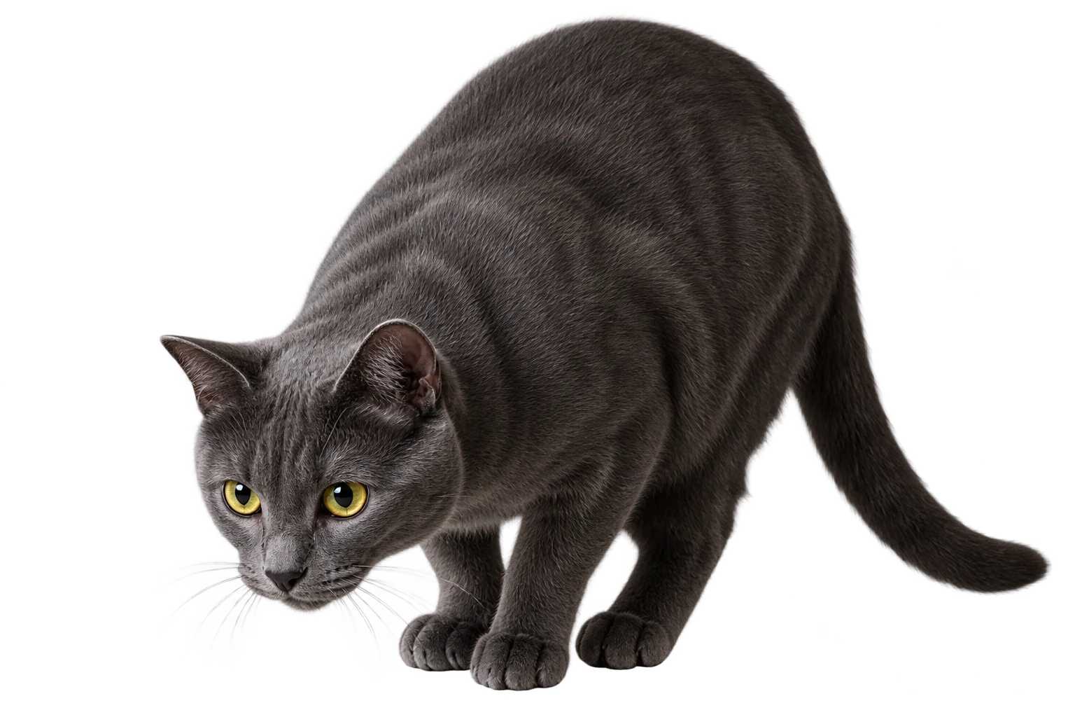 Gray cat lying down