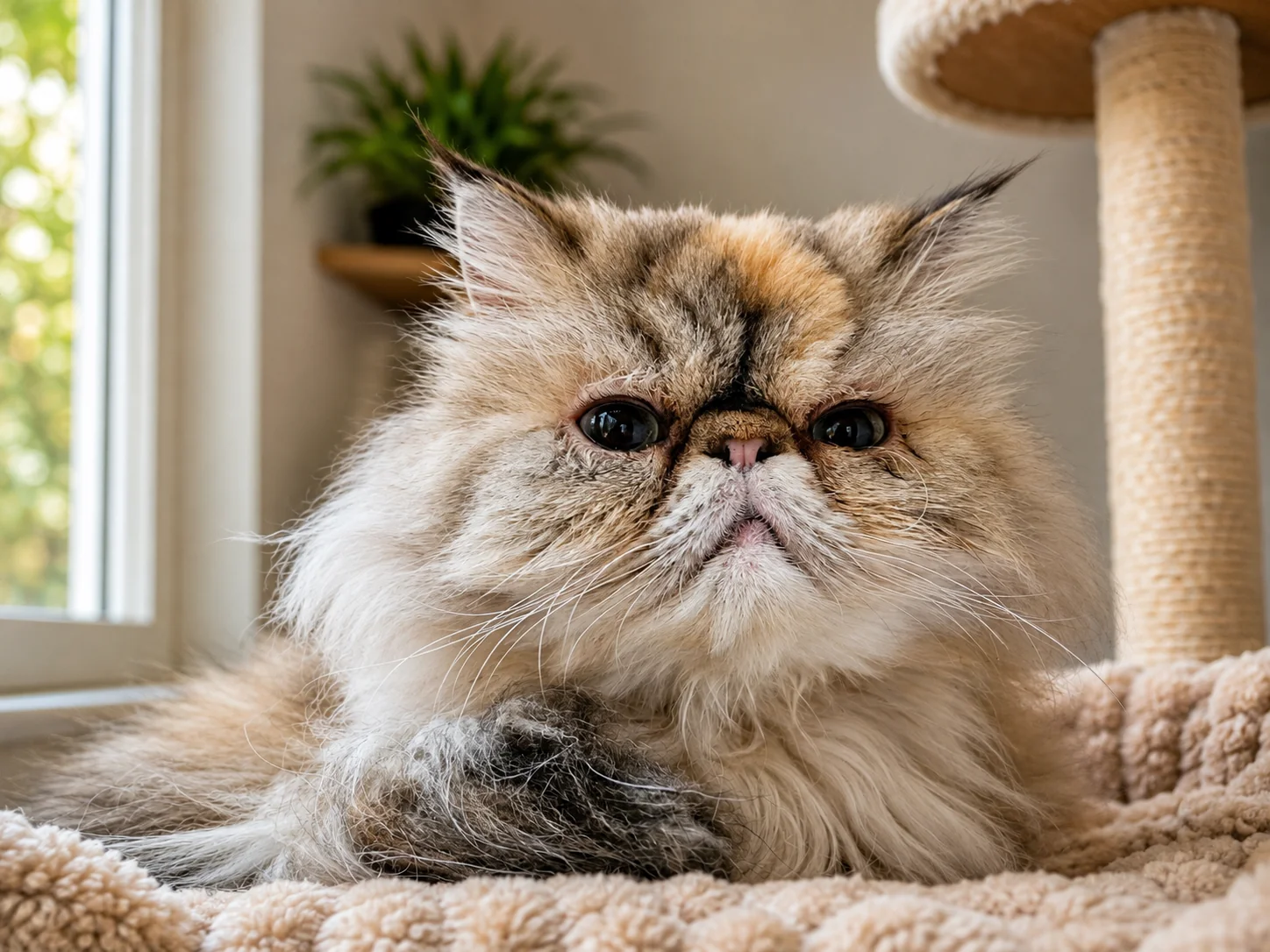 A relaxed cat resting comfortably