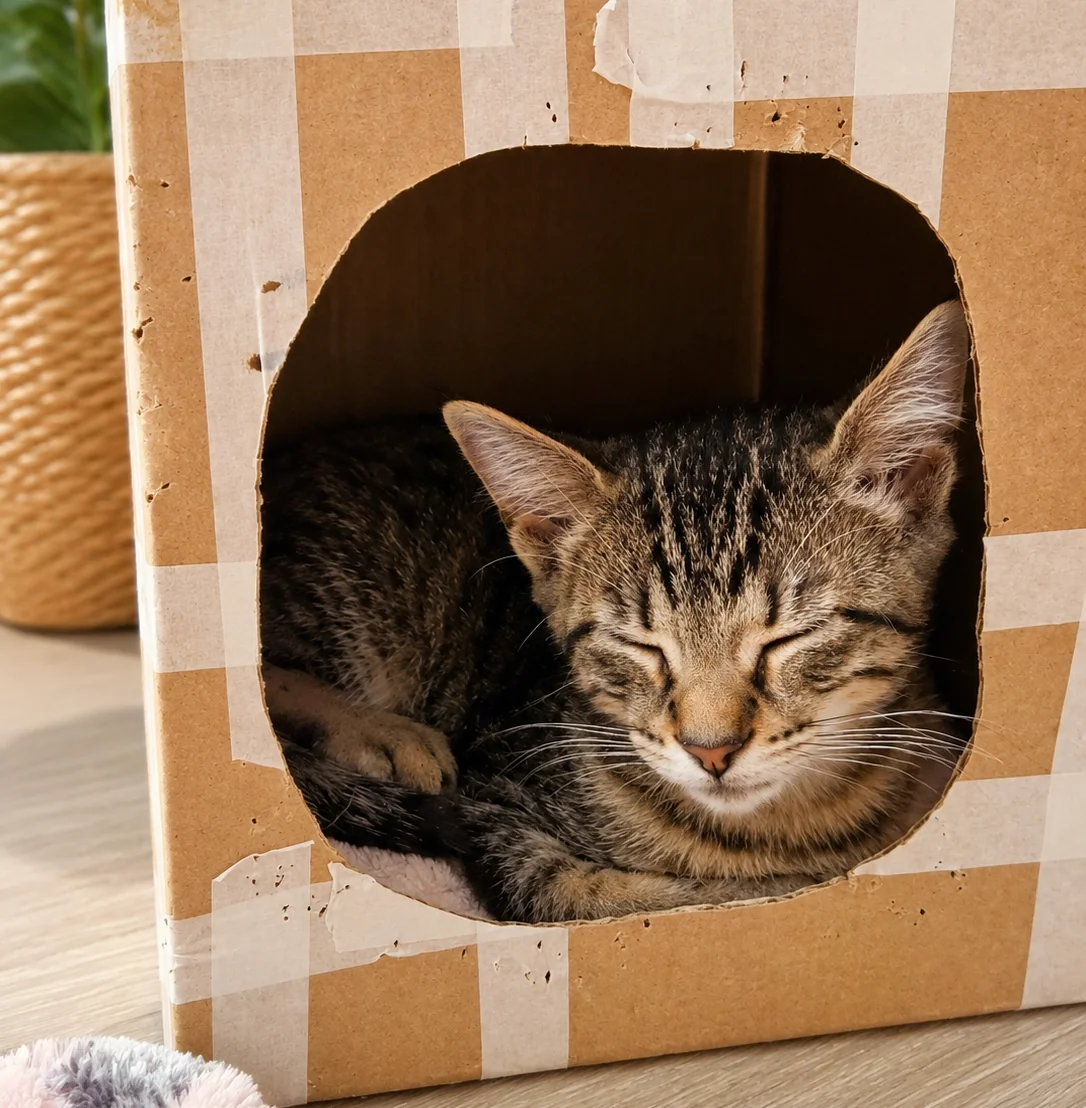 A cat resting comfortably
